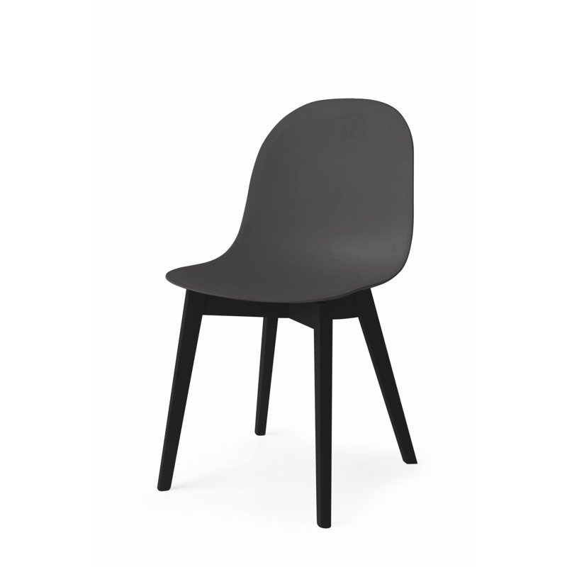 Academy Side Chair with Wooden Frame, Matte Taupe, Graphite