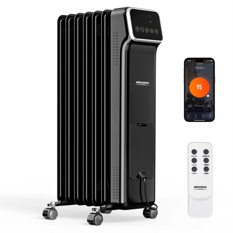 Radiateur électrique intérieur 1500 W avec radiateur et fonction WIFI, Noir