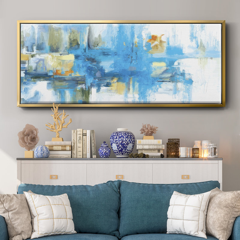 Metro Blue - Framed Canvas, 20" H x 50" W