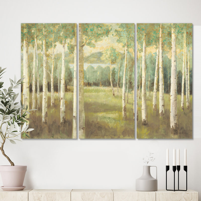 Aspens Neutral Forest - Toile tendue, reproduction d'art sur toile, H 28 po x l 36 po x P 1 po