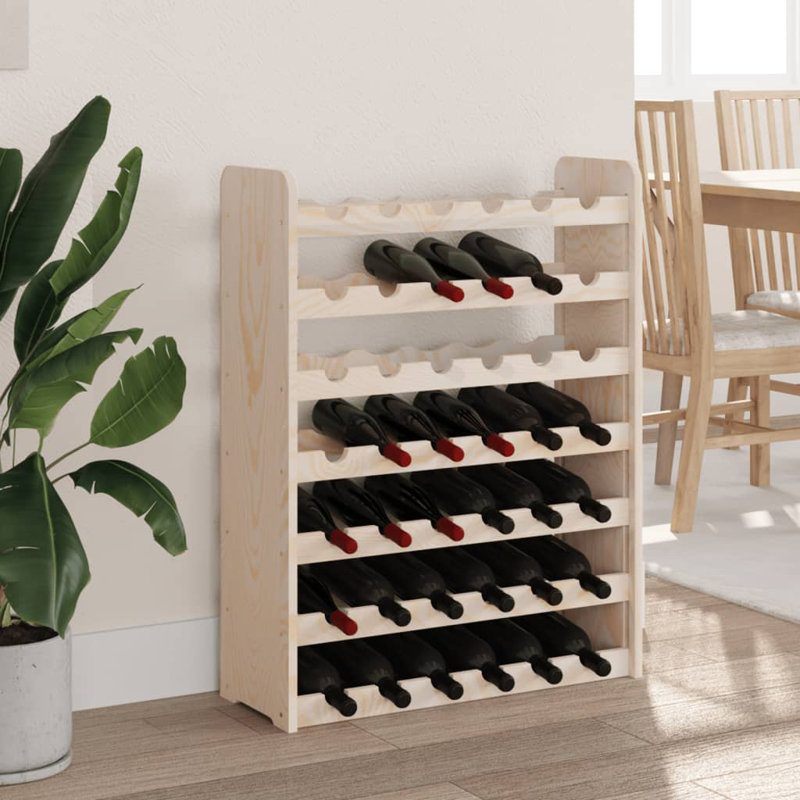 Solid Wood Floor Wine Bottle Rack Brown