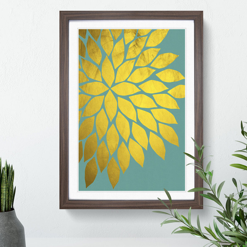 Abstract Leaves No.1 Gold - Framed Print, Walnut, 36cm H x 27cm W x 2cm D