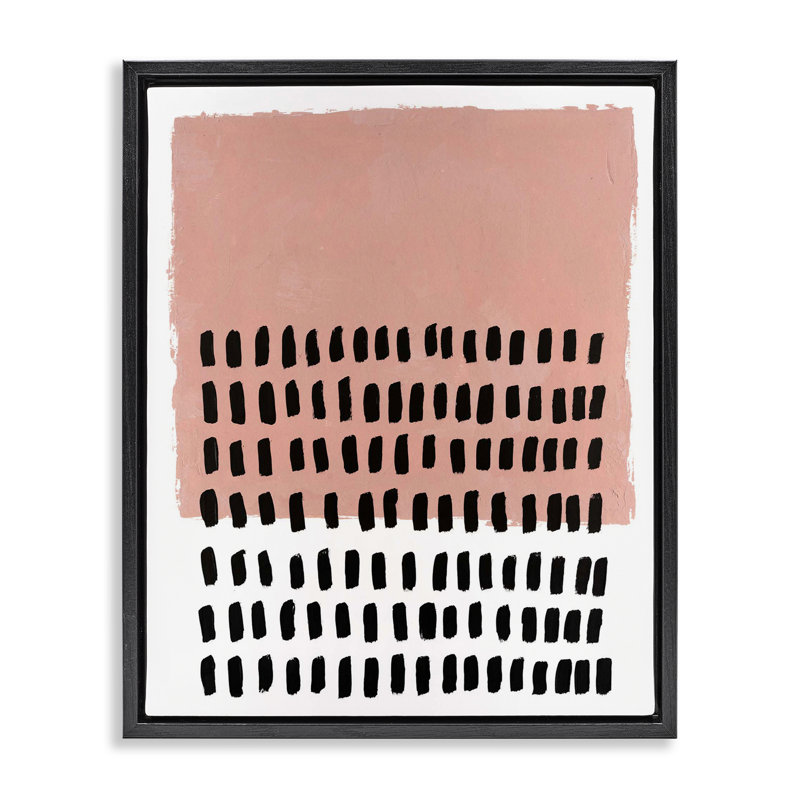 Art mural sur toile flottant avec motif à pois roses par Michael Willett, Cadre flottant noir de jais, H 21 po x l 17 po