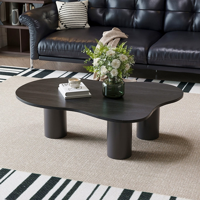 Table basse moderne en bois massif noir, H 14,17 po x L 47,24 po x l 27,56 po, Noir