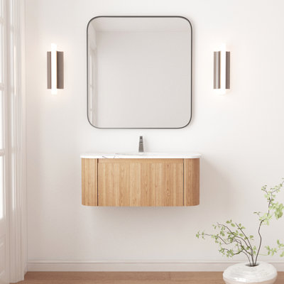 Meuble-lavabo mural 36 po avec lavabo en céramique Cararra