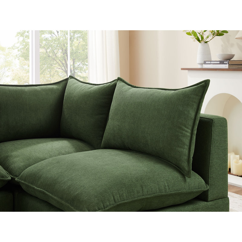 Canapé modulaire rembourré 6 pièces Pasadera, 100 % polyester vert olive