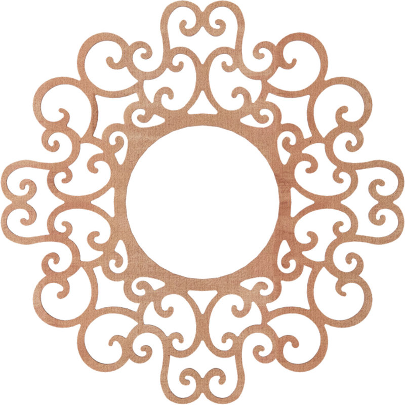 Médaillon de plafond en bois ajouré Reims, H 28 po x l 28 po x P 0,25 po, Cerisier