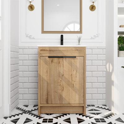 Ensemble de meuble-lavabo simple 24,03 po avec plateau en céramique Jeliana
