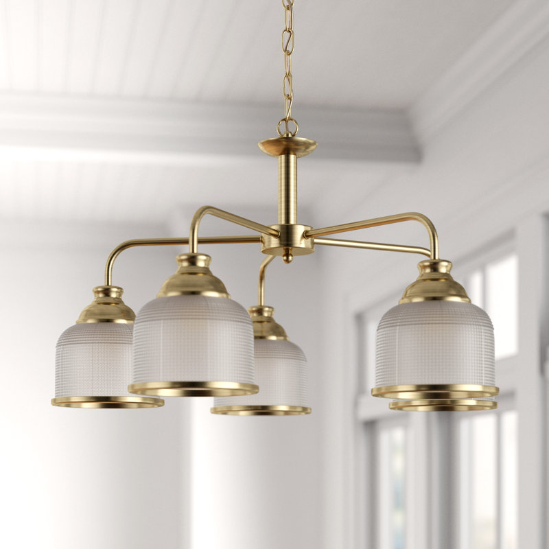 Asner 5 - Light Shaded Chandelier, Antique Brass