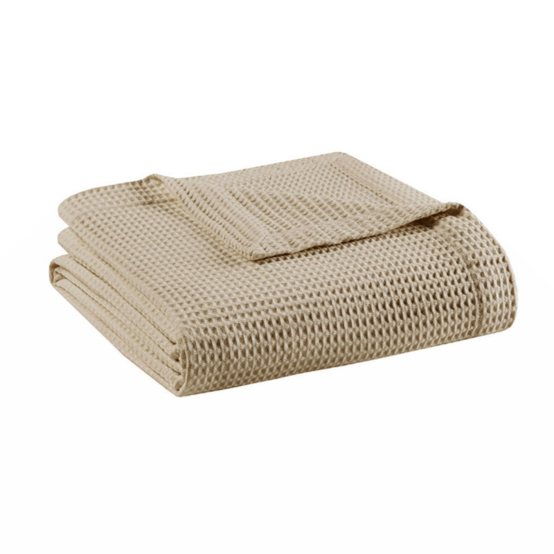 Couverture en coton tissé gaufré, L 90 po x L 108 po, Lin