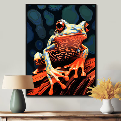 «Frog on a Leaf Retro Illustration - Frong Animal», reproduction d'art murale