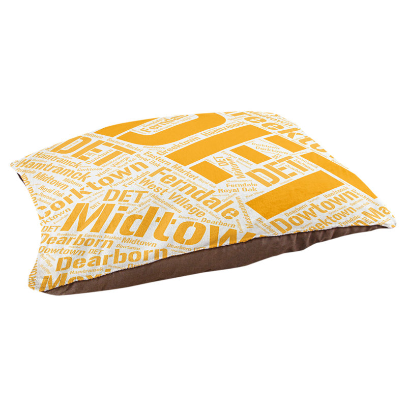 Coussin de chien « districts », Détroit, Grand (l 40 po x P 30 po x H 14 po), Orange