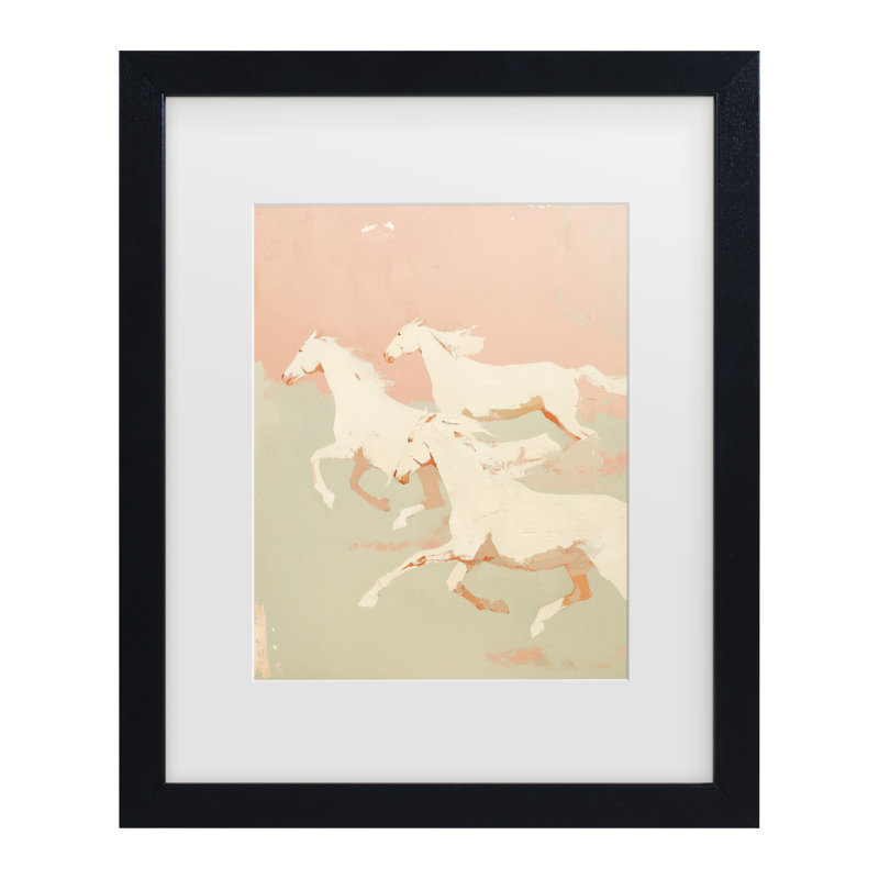 «Treechild Wild Horses No 1 Matted», art encadré, H 13 po x l 16 po, Noir, noir, noir, noir