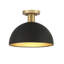 Plafonnier 1 lumière Darrah en noir mat avec laiton naturel Darrah-1798007606