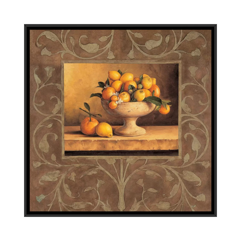 « oranges et citrons », reproduction d’art sur toile, H 12 po x l 12 po x P 1,5 po, Toile avec cadre noir