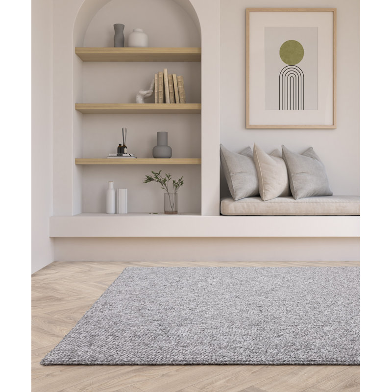 Montina Solid Colour Pebble Grey Area Rug, Rectangle 120 x 170cm