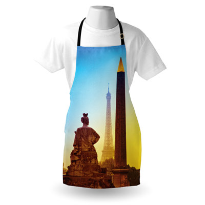 Tablier East Urban Home Eiffel Tower unisexe Photo tour Eiffel taille adulte caramel jaune bleu