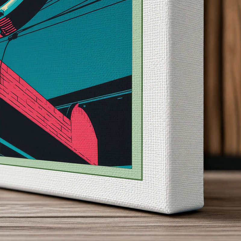 Neon Diner Sign Retro - Wrapped Canvas, 36x24 - 91.4 x 61.0 cm, White Border
