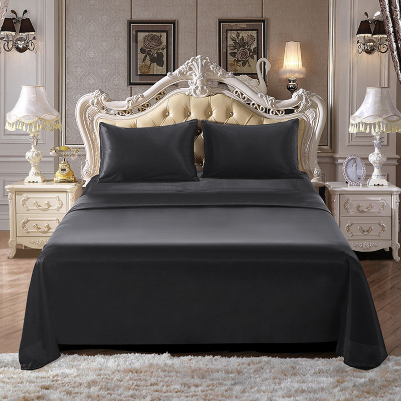 Ensemble de draps en satin, Grand, Noir