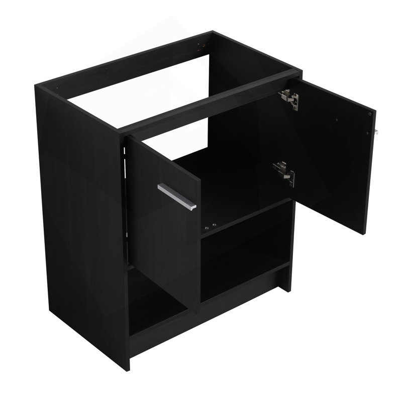 Meuble-lavabo autoportant de 30 po avec lavabo en céramique et portes à fermeture douce, durable et facile à assembler, 30"