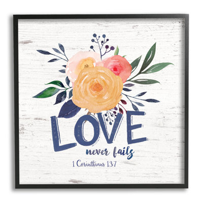 " Love Never Fails Blushing Roses 1 Corinthians 13:7 " by Jo Moulton