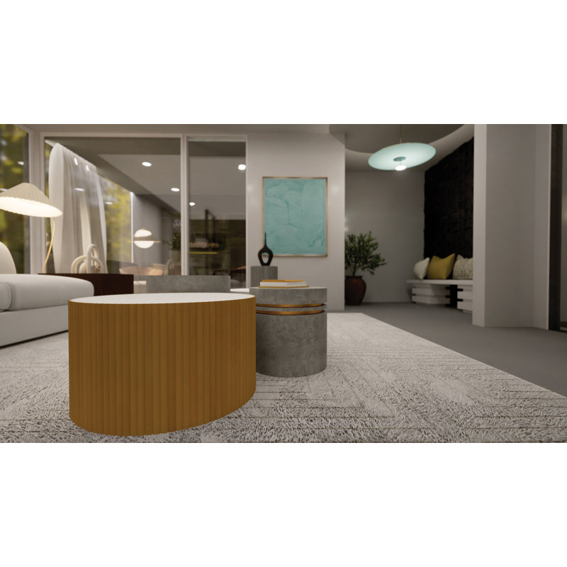 Perpetual 26'' Stone Outdoor Coffee Table, Slate Gray/Gold