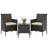 3-Piece Outdoor Patio Bistro Set,Brown Gradient Rattan Conversation Furniture,Creamy-White Cushions, Tempered Glass Table,For Garden,Backyard,Porch,Balcony–Brown Gradient Rattan+Creamy-White Cushion-504190130-504190131