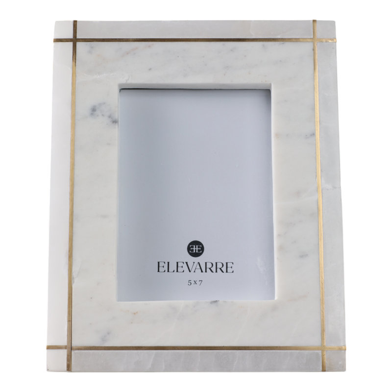 Latitude Run® Vero Alabaster And Marble Photo Frame, 5" x 7"