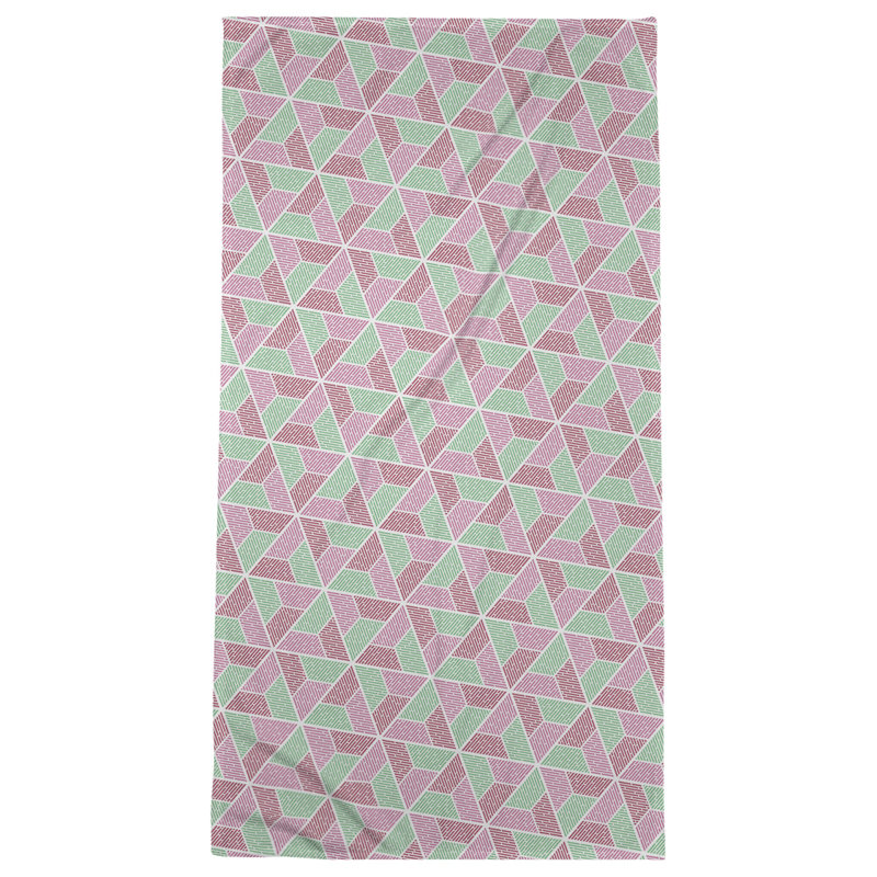 Serviette de bain trapézoïde, Vert / Rose / Rouge