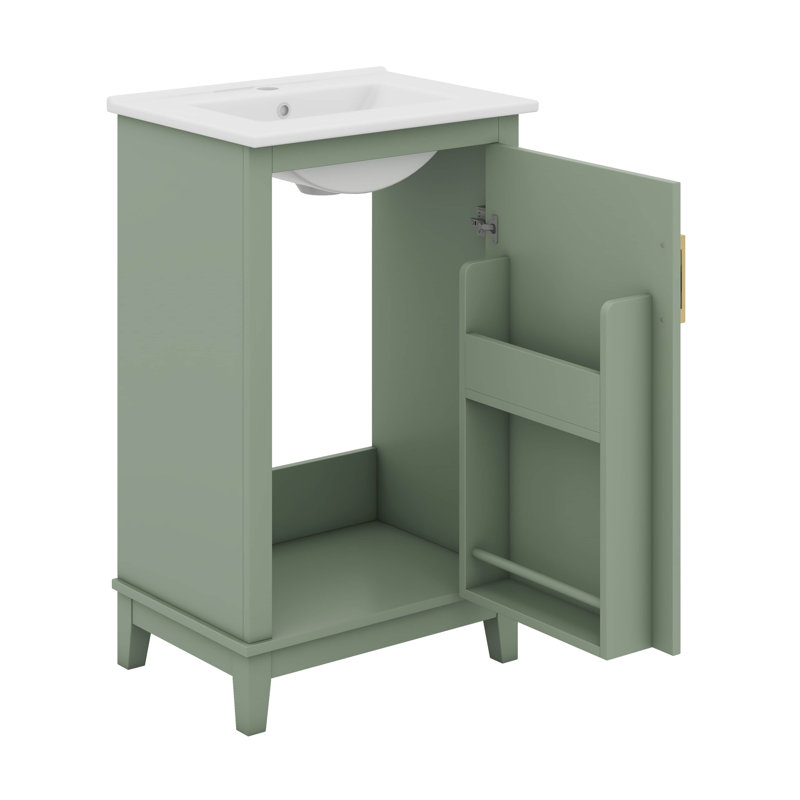 Modern Compact Bathroom Vanity Cabinet For Small Spaces, Stylish Storage With Ceramic Basin