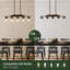 Luminaire suspendu de cuisine 5 lumières, lustre en bois à deux niveaux