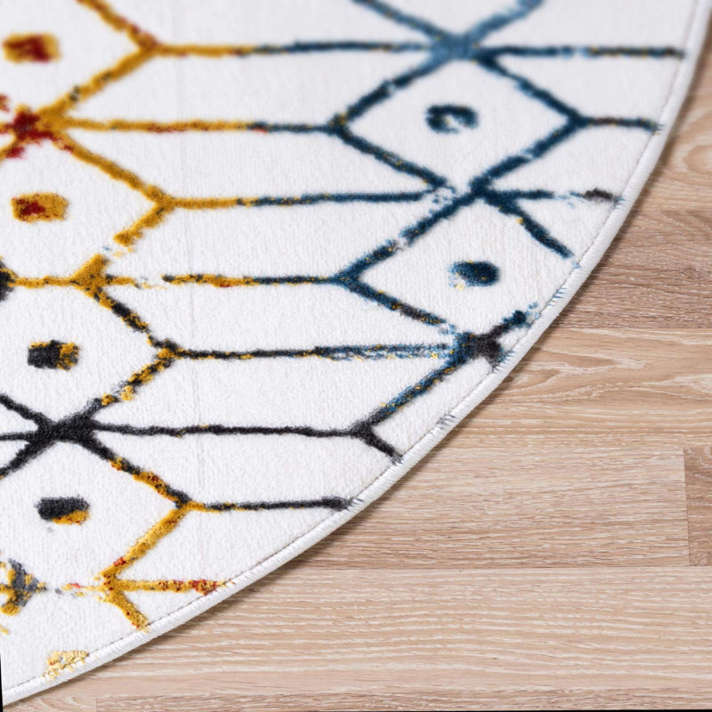 Clidy Abstract Indoor Rug, Round 5'