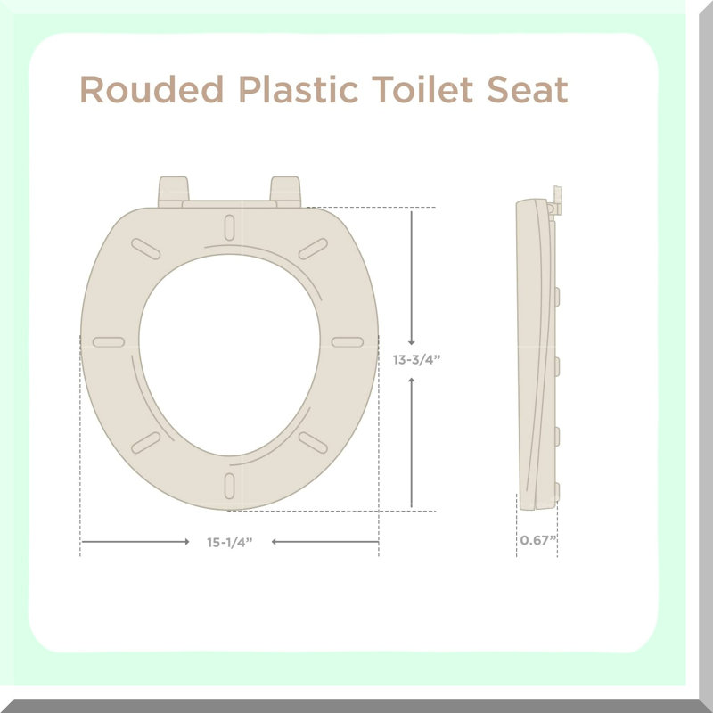 SoftClose EasyClean Round Plastic Toilet Seat, Bone