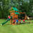 Backyard Discovery Tucson Cedar Wood Swing Set with Wave Slide, Play Deck, Rock Wall Ladder, and Snack Bar Window