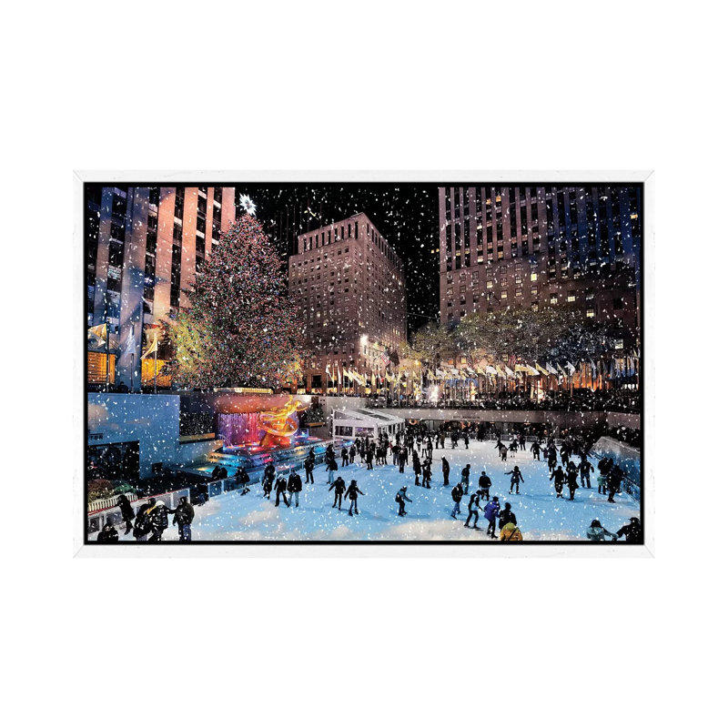 Christmas Tree Rockefeller Center, Iceskating Rink New York City by Susanne Kremer - Print on Canvas, 66.04 cm H x 45.72 cm W