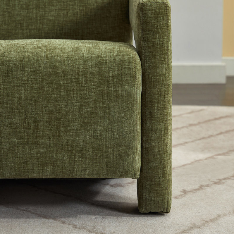 Fauteuil d'appoint rembourré en chenille Castillon Modern, Chenille verte