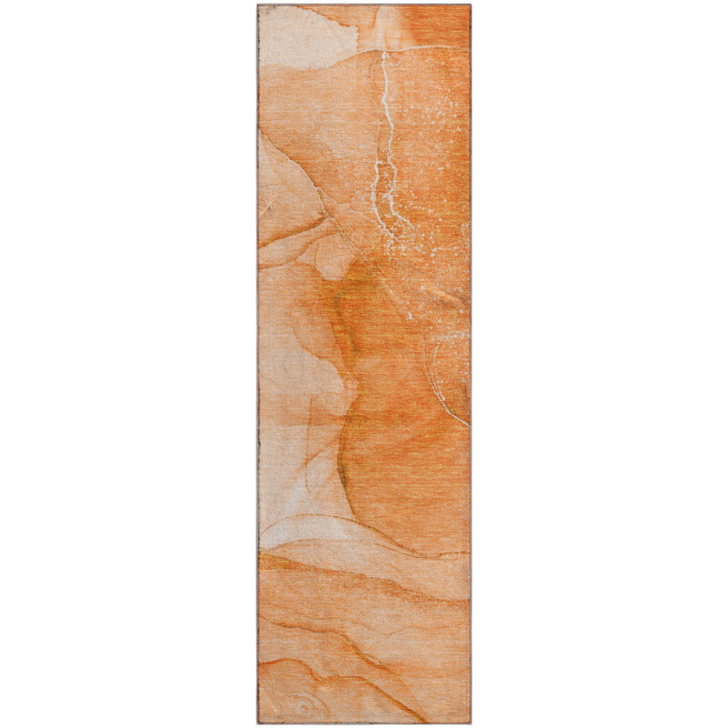 Premium Machine Washable Cerrito AMF507 Orange Rug, Runner 2'3" x 7'6"
