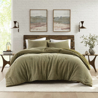 Couette gaufrée lavée 3 pièces King/King, style vintage, rembourrage toutes saisons, coton doux, naturellement respirant pour un confort optimal. 100 % coton des deux côtés, pour un sommeil réparateur.