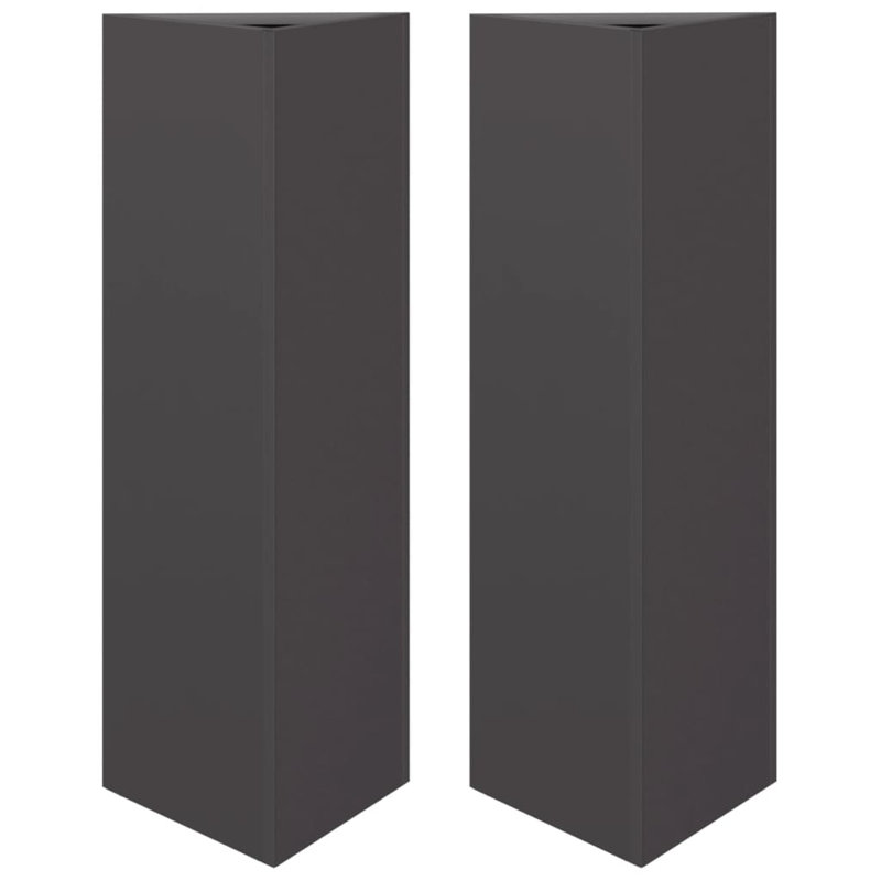 Williston Forge Garden Planter Triangular Corten Steel, 75cm H x 30cm W x 26cm D, Black