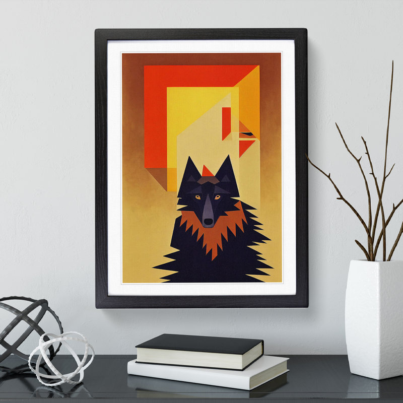 Wolf Art Abstract No.3 - Print, White, 66cm H x 48cm W, Black Framed Paper