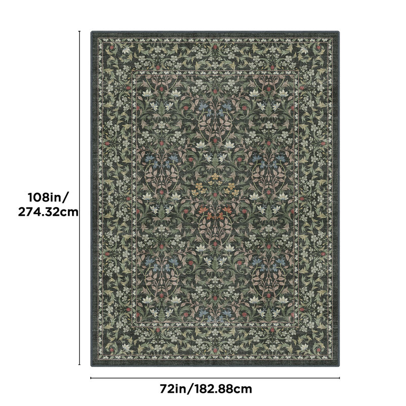Machine Washable Non Slip Area Rug, Rectangle 6' x 9'