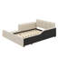 Lit tapissier à la terre, lit mère et enfant avec bureau de chevet et petit tabouret rond-122526776-122526778