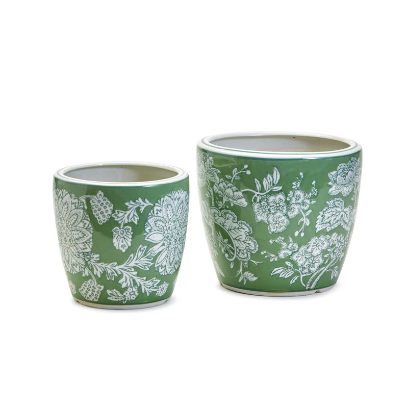Ensemble de 2 pots de fleurs en porcelaine peinte à la main cache-pot Countryside