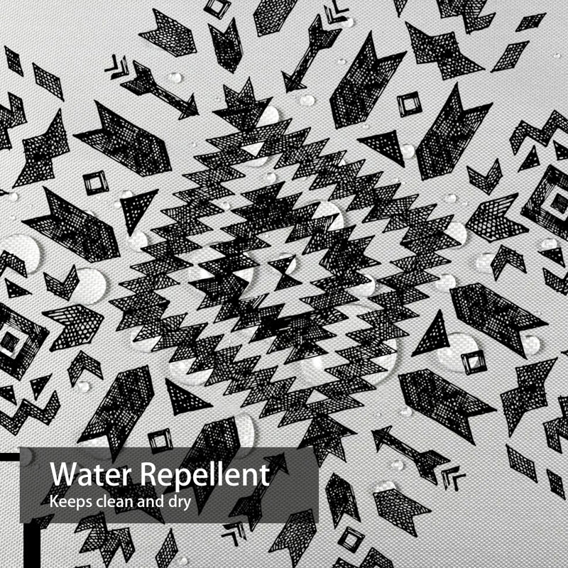 Black White Aztec Tribal Ethnic Abstract Shower Curtain with 12 Hooks, L 72 po x l 72 po