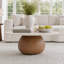 Table basse ronde moderne avec plateau en faux marbre et piédestal en bois massif, table basse pour le salon et la maison-130169969-130169971