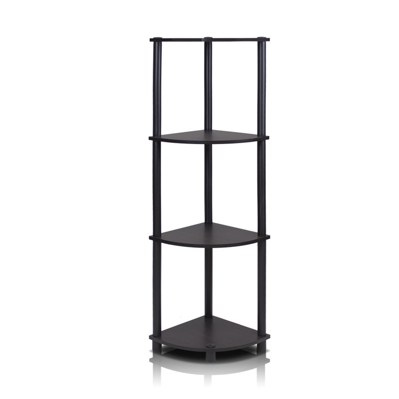 Elvin Corner Shelving Bookcase, Espresso/Black