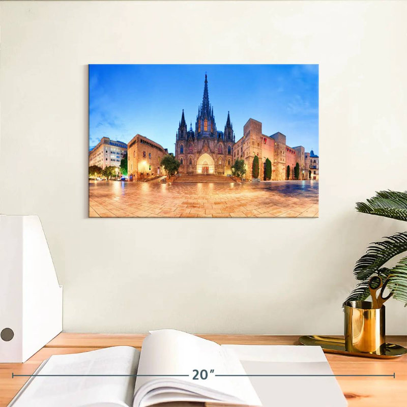 Lumières de la cathédrale de Barcelone, H 8 po x l 12 po