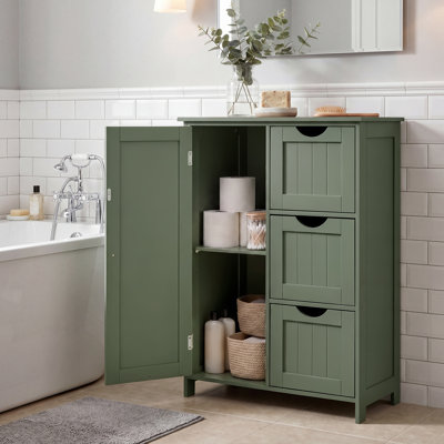 Armoire de rangement au sol, unité de rangement autoportante avec 3 tiroirs, 1 tablette réglable, pour salle de bain, salle à manger, cuisine, 11,8 po x 23,6 po x 31,5 po