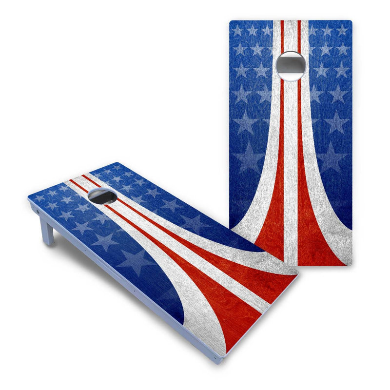 Ensemble de cornhole rétro incurvé à rayures, Ajouter des lumières DEL