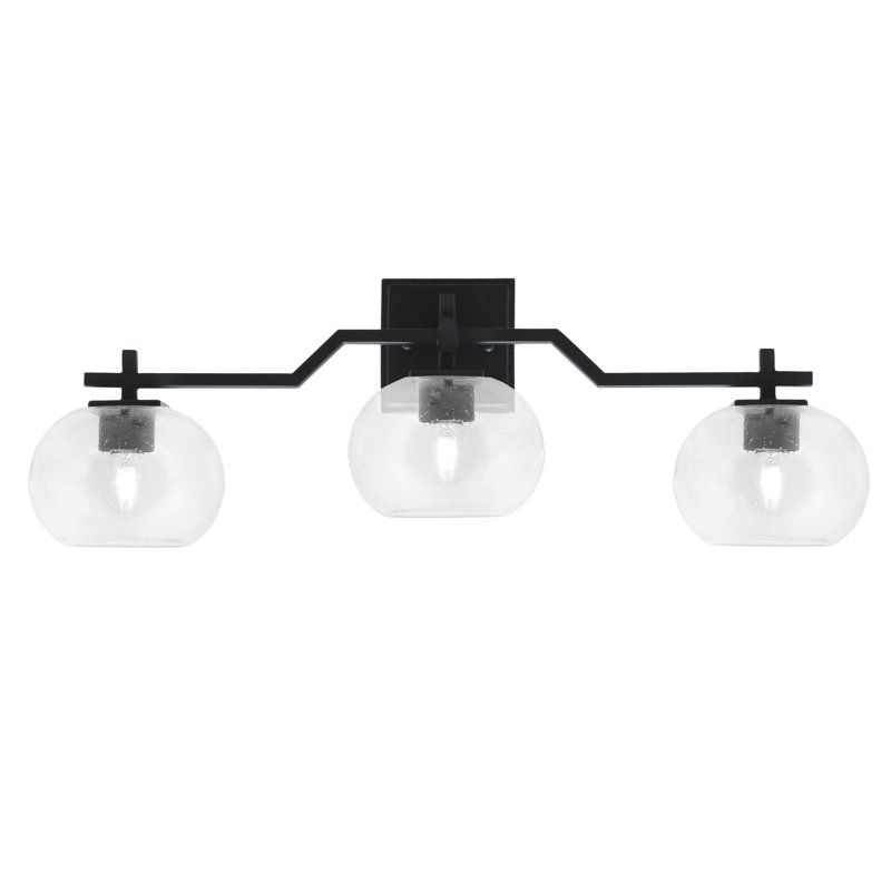 Bar pour salle de bain Headland illustré avec verre à bulles transparent de 7 po, H 9,75 po x l 27,75 po x P 7 po, Noir